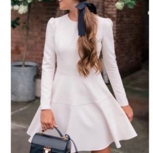 Ivory Long Sleeve Gal Meets Glam Celeste Fit & Flare Dress